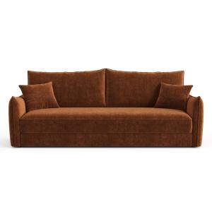 Sofá cama 3 plazas terciopelo texturizado terracota 213 cm