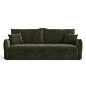 Sofá cama 3 plazas terciopelo texturizado verde kaki