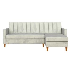 Sofá cama 4 plazas con chaise lounge en terciopelo gris cla…