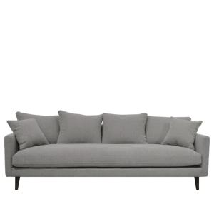 Sofá cama 4 plazas en tela con patas de madera oscura - gri…