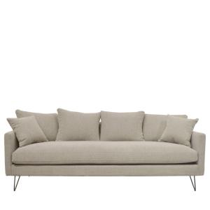 Sofá cama 4 plazas tejido con patas metalicas negras - Natu…
