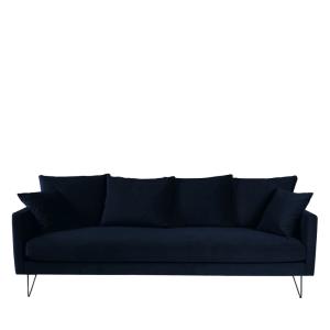 Sofá cama 4 plazas terciopelo y patas metal negras - azul m…