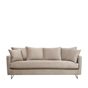 Sofá cama 4 plazas terciopelo y patas metal negras - beige