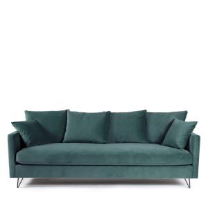 Sofá cama 4 plazas terciopelo y patas metal negras - verde…
