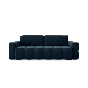 Sofá cama arcón nogal 4 plazas terciopelo azul pavo real
