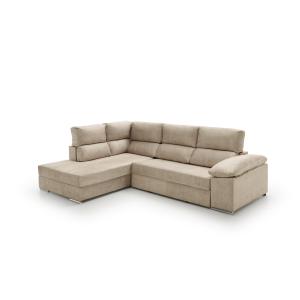 Sofá cama chaise longue alta gama izq. Beige 285x200x105