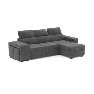 Sofá cama chaise longue gris oscuro en poliéster con respal…