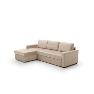 Sofá cama chaise longue low cost izquierda beige 236x146x85