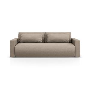 Sofá cama con baúl 3 plazas de tejido estructural beige osc…