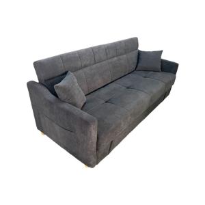Sofá cama con caja de pana gris 3 plazas