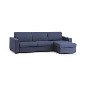 Sofá cama con chaise longue en ecopiel azul 280x95h90 cm