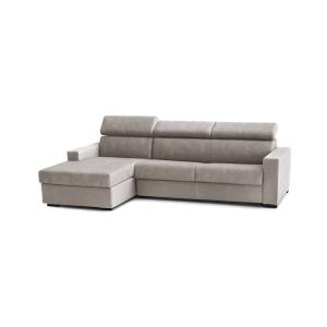 Sofá cama con chaise longue en ecopiel gris tórtola 260x95h…