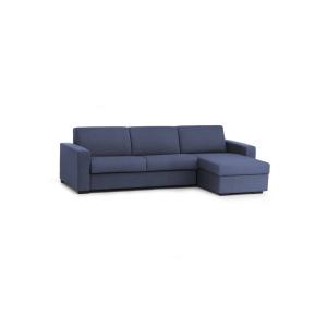 Sofá cama con chaise longue en tejido azul 140x95h90 cm