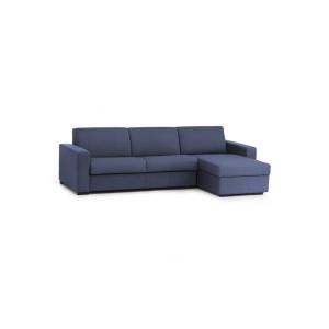 Sofá cama con chaise longue en tejido azul 260x95h90 cm