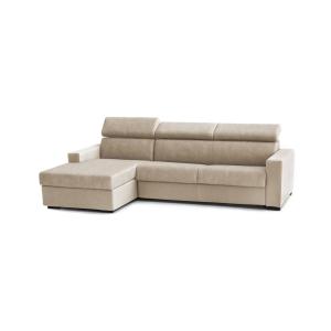 Sofá cama con chaise longue en tejido beige 280x95h85 cm