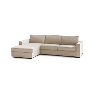 Sofá cama con península en ecopiel beige 260x95h90 cm