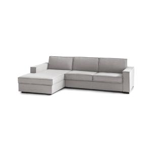 Sofá cama con península en ecopiel gris 280x95h90 cm