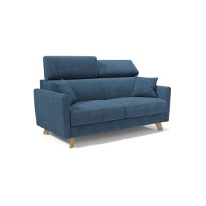 Sofá cama con reposacabezas ajustables 160 cm azul