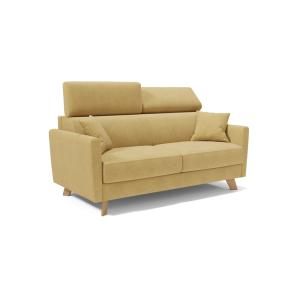 Sofá cama con reposacabezas ajustables 180 cm amarillo