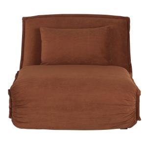 Sofá cama de 1 plaza de pana naranja