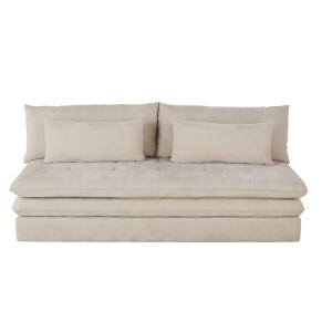 Sofá cama de 2/3 plazas con arcón de tela reciclada beige