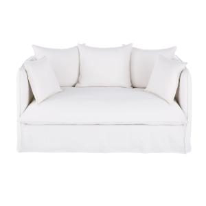 Sofá cama de 2/3 plazas de lino superior blanco, colchón de…