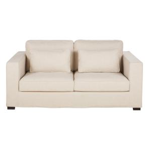 Sofá cama de 2/3 plazas de tela beige, colchón de 6 cm
