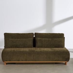 Sofá cama de 2/3 plazas de tela reciclada verde caqui