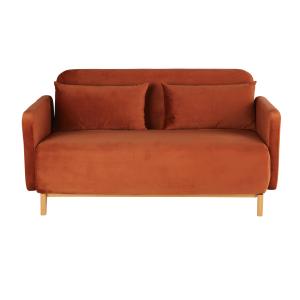Sofá cama de 2/3 plazas de terciopelo naranja