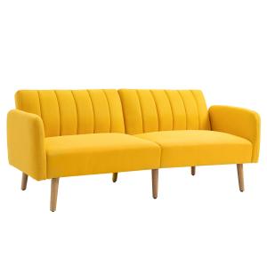 Sofá cama de 2 plazas color amarillo 173 x 75 x 73 cm