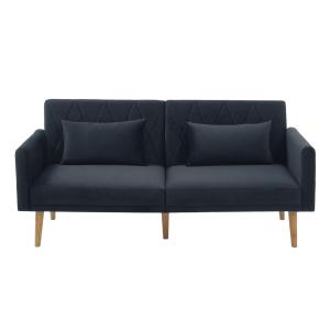 Sofá cama de 2 plazas con respaldo de terciopelo azul oscur…