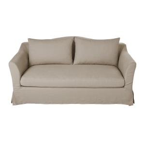 Sofá cama de 2 plazas de lino beige