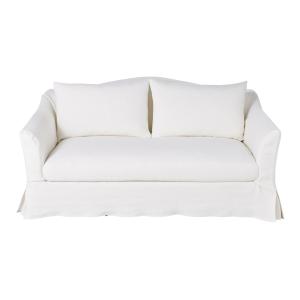 Sofá cama de 2 plazas de lino superior blanco, colchón de 1…