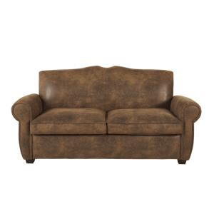 Sofá cama de 2 plazas de microgamuza marrón