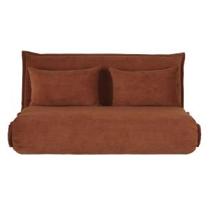 Sofá cama de 2 plazas de pana naranja