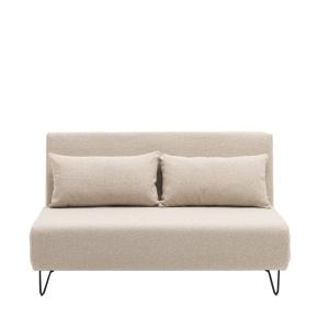 Sofá cama de 2 plazas de tela rizada - beige