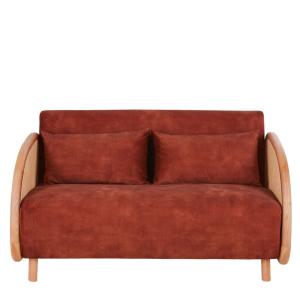 Sofá cama de 2 plazas de terciopelo terracota