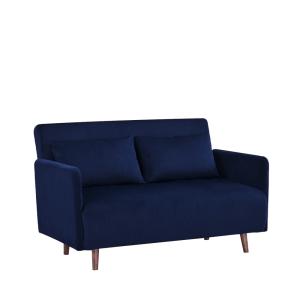 Sofá cama de 2 plazas en pana de 120 cm - azul marino