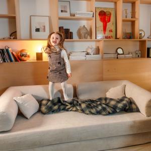 Sofá cama de 2 plazas en tela con cojines modulares ecru L…