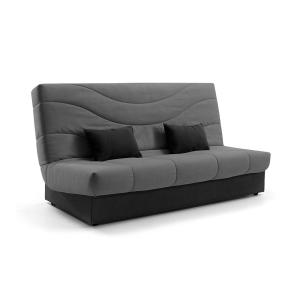 Sofá cama de 2 plazas en tela gris y negro y apertura clic…