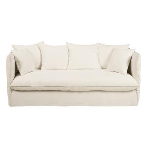 Sofá cama de 3/4 plazas de lino lavado blanco