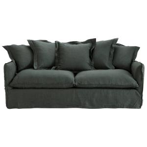 Sofá cama de 3/4 plazas de lino lavado gris antracita