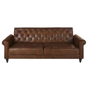 Sofá cama de 3/4 plazas de microgamuza marrón