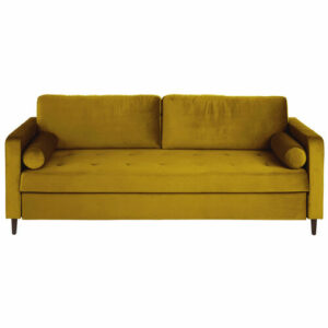 Sofá cama de 3/4 plazas de terciopelo amarillo