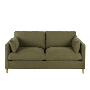 Sofá cama de 3/4 plazas verde caqui, colchón de 10 cm