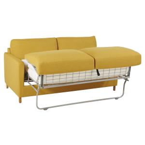 Sofá-cama de 3 plazas amarillo mostaza, colchón 14 cm