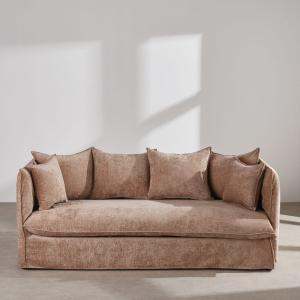 Sofá cama de 3 plazas aterciopelado beige latte con colchón…