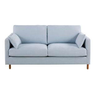 Sofá cama de 3 plazas azul claro, con colchón de 10 cm