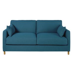 Sofá-cama de 3 plazas azul petróleo, colchón 14 cm