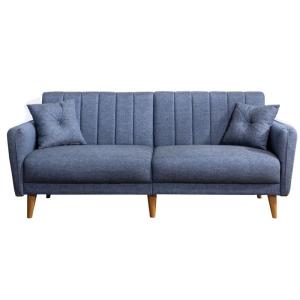 Sofá cama de 3 plazas con 2 cojines l210 cm - azul